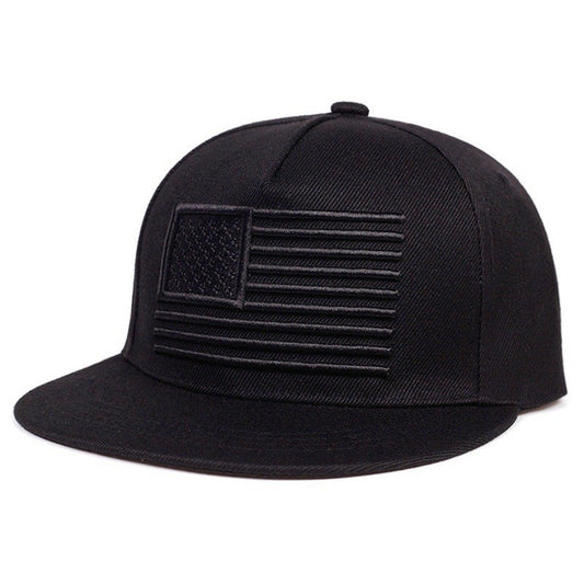 Stars And Stripes Embroidered Flat Brim Baseball Cap Unisex Sports Hat