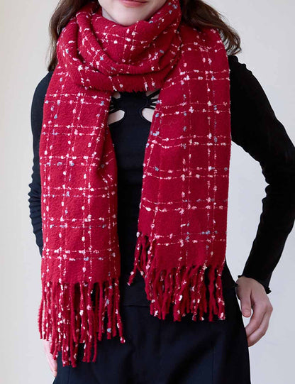 Plaid Colorful Dots Elegant Faux Cashmere Scarf