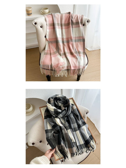 Scarvii - Colorblock Plaid Winter Scarf for Women