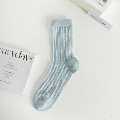 Rufia - Polka Dot &amp; Striped Sheer Crew Socks