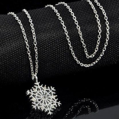Charms Crystal Snowflake Zircon Christmas Sweater Necklace