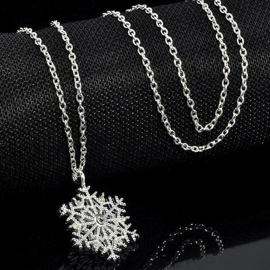 Charms Crystal Snowflake Zircon Christmas Sweater Necklace