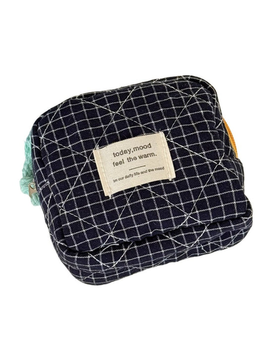 Cosbai - Plaid Color Block Portable Coin Pouch