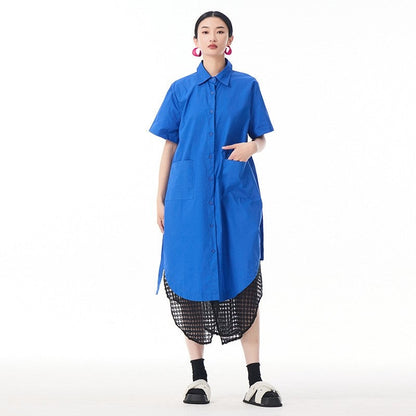 Mesh Panel Asymmetrical Collar Dress - Loose Fit, Trendy, Stylish Midi Dress With Unique Design