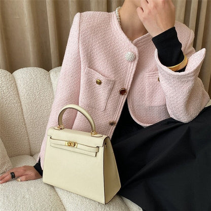 Round Neck Shoulder Padded Small Fragrance Style Jacket