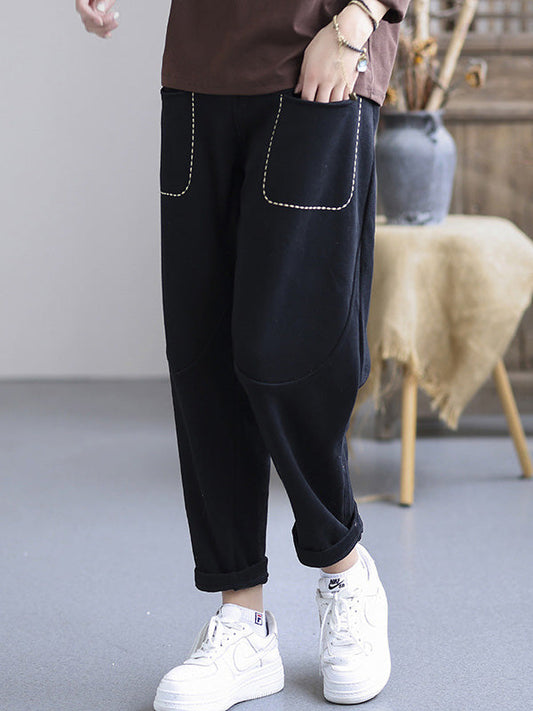 Casual Loose Solid Color Harem Pants Bottoms