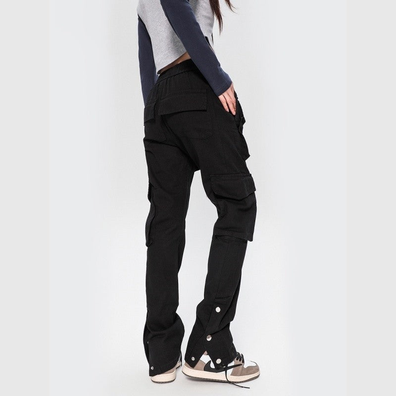 Button-Fly Multi-Pocket Cargo Pants Slim Fit Unisex Design