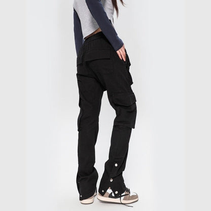 Button-Fly Multi-Pocket Cargo Pants Slim Fit Unisex Design