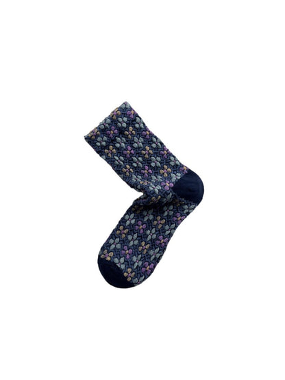 Rufia - Floral Embossed Retro Style Socks