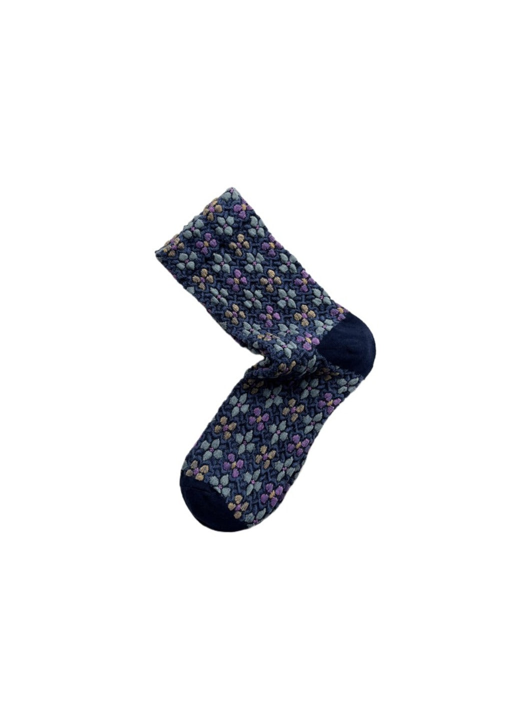 Rufia - Floral Embossed Retro Style Socks