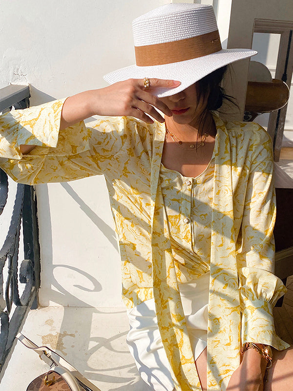 Loose Wrap Bandage Flower Print Blouses&Shirts Tops