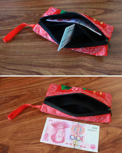 Yunnan Ethnic Embroidery Coin Purse Big Peony Women'S Cloth Bag Clutch Bag