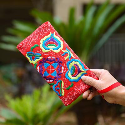 Yunnan Ethnic Embroidery Coin Purse Big Peony Women'S Cloth Bag Clutch Bag