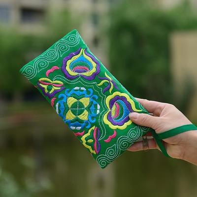 Yunnan Ethnic Embroidery Coin Purse Big Peony Women'S Cloth Bag Clutch Bag