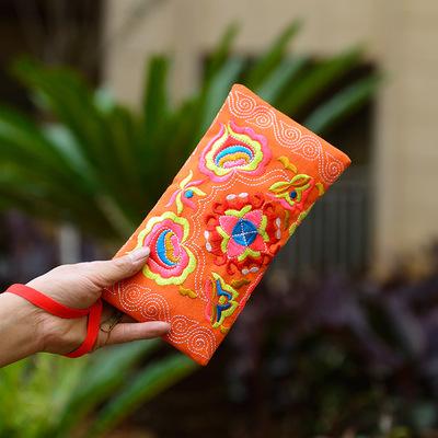 Yunnan Ethnic Embroidery Coin Purse Big Peony Women'S Cloth Bag Clutch Bag