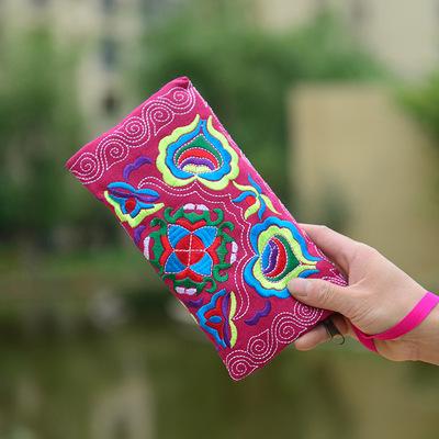 Yunnan Ethnic Embroidery Coin Purse Big Peony Women'S Cloth Bag Clutch Bag
