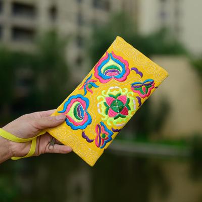 Yunnan Ethnic Embroidery Coin Purse Big Peony Women'S Cloth Bag Clutch Bag