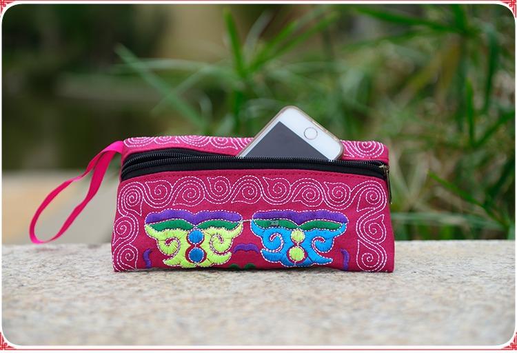 Yunnan Ethnic Embroidery Coin Purse Big Peony Women'S Cloth Bag Clutch Bag
