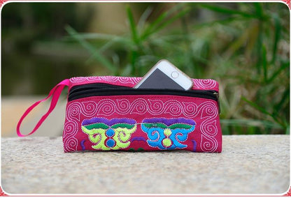 Yunnan Ethnic Embroidery Coin Purse Big Peony Women'S Cloth Bag Clutch Bag
