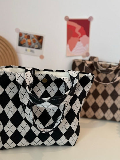 Cosbai - Tote Handbag with Plaid Patterns- Classic &amp; Casual