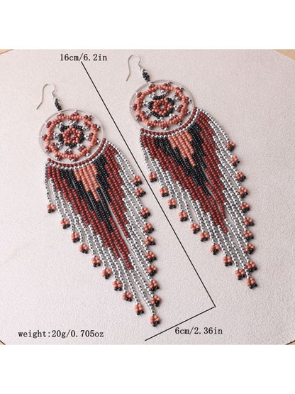 Earwish - Boho Colorful Beaded Fringe Earrings - Playful &amp; Brightly