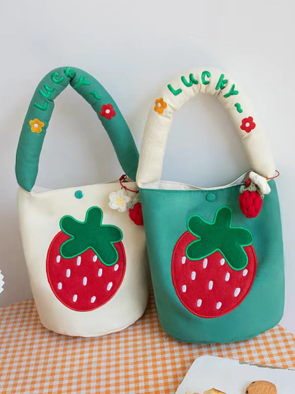 Cartoon Strawberry Bucket Bag