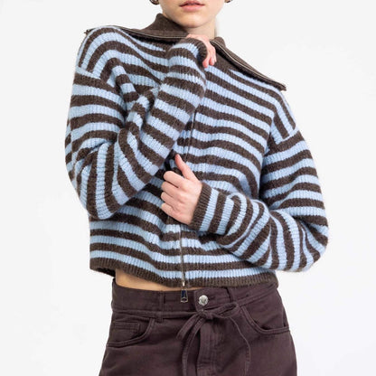 Fall Chunky Knit Open Front Zipper Cardigan