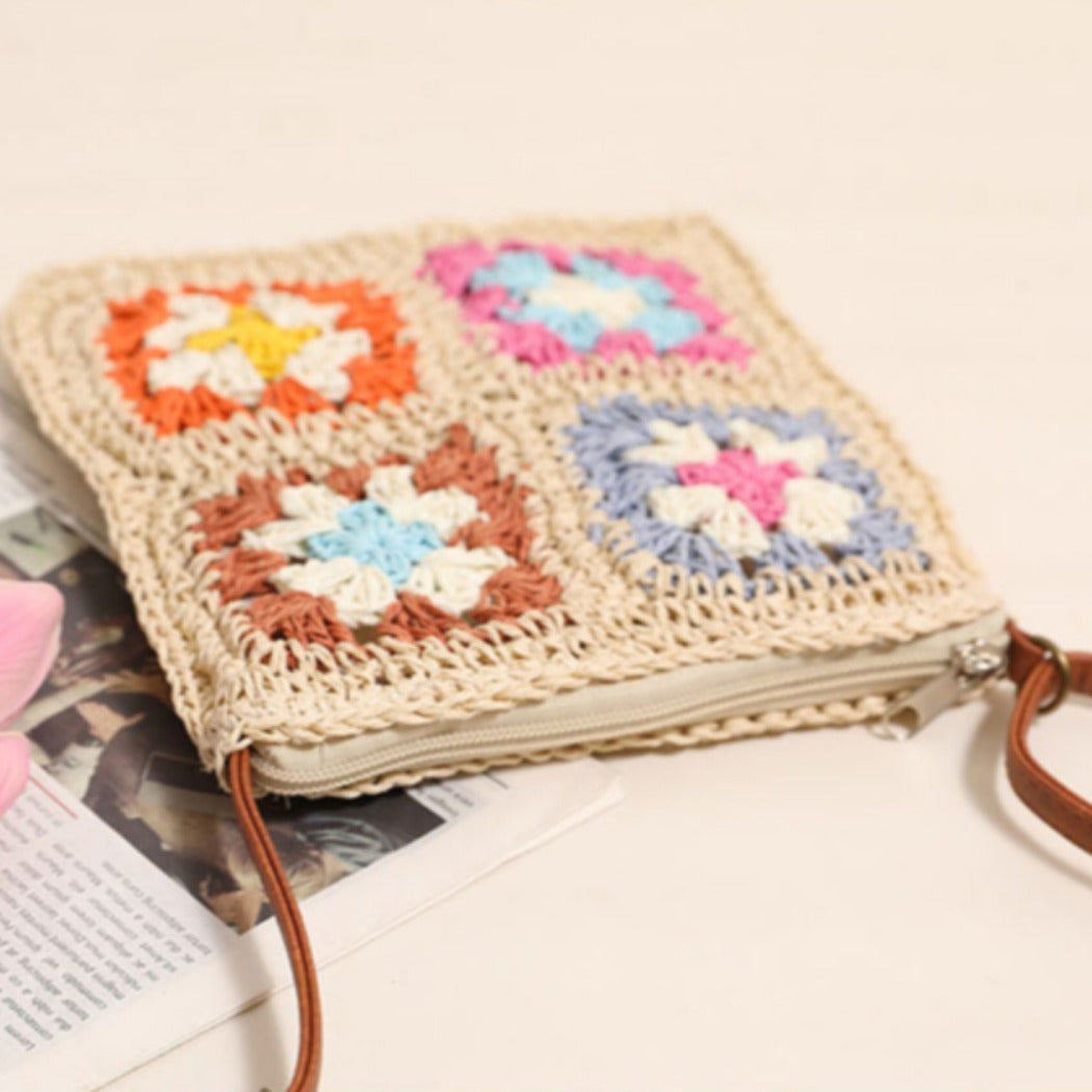 Cosbai - Vintage Square Crochet Flower Crossbody Bag