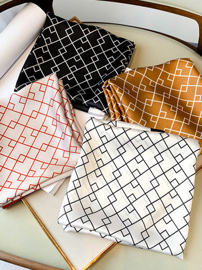 Original Geometry Printed Hair Band&Silk Scarf