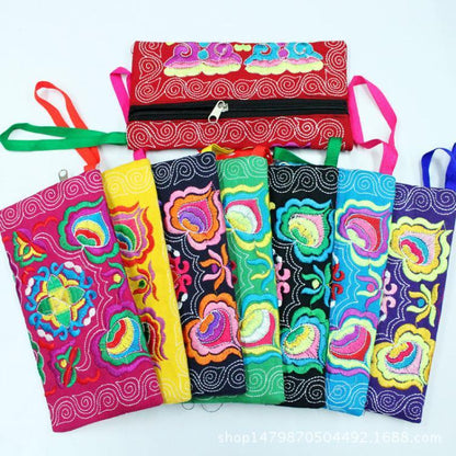 Yunnan Ethnic Embroidery Coin Purse Big Peony Women'S Cloth Bag Clutch Bag