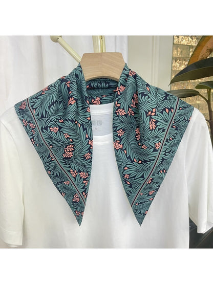 Scarvii - Stripe Floral Print Scarf - Elegant &amp; Versatile