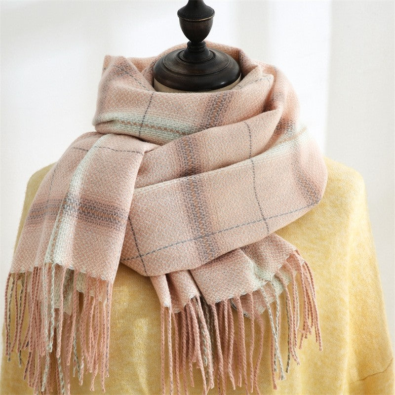 Thickened Imitated Cashmere Plaid Print Shawl Scarf