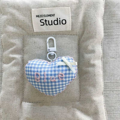 Sweet Checkered Heart Pendant Bag Charm