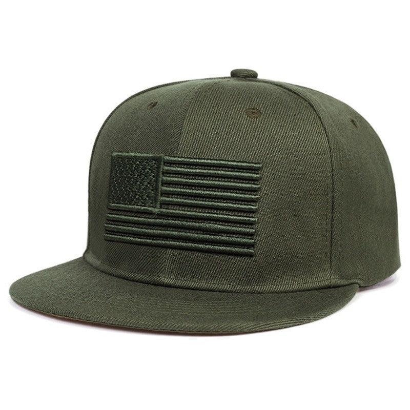 Stars And Stripes Embroidered Flat Brim Baseball Cap Unisex Sports Hat