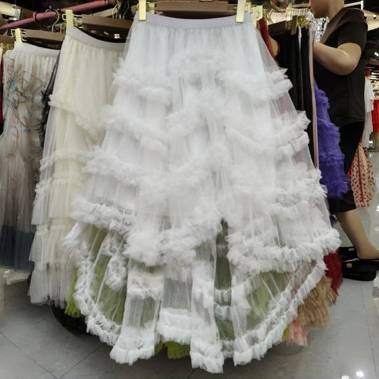Polyester Tulle Flounce Puff Skirt Paneled