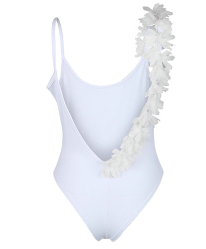 Summer Sexy V Neck Lace Stitching Backless One-Piece Swimsuit Bikini