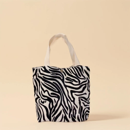 Small Corduroy Leopard Print Handbag