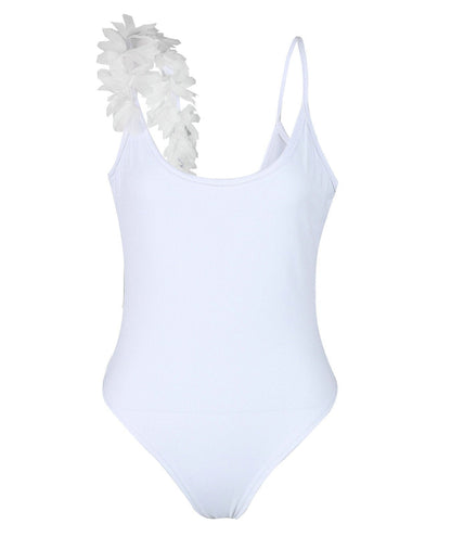 Summer Sexy V Neck Lace Stitching Backless One-Piece Swimsuit Bikini