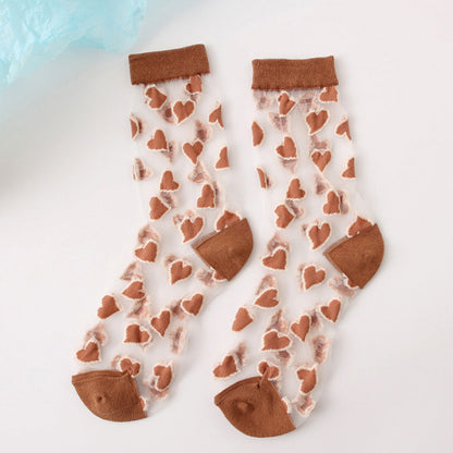 Rufia - Heart Patterned Mid-Calf Socks
