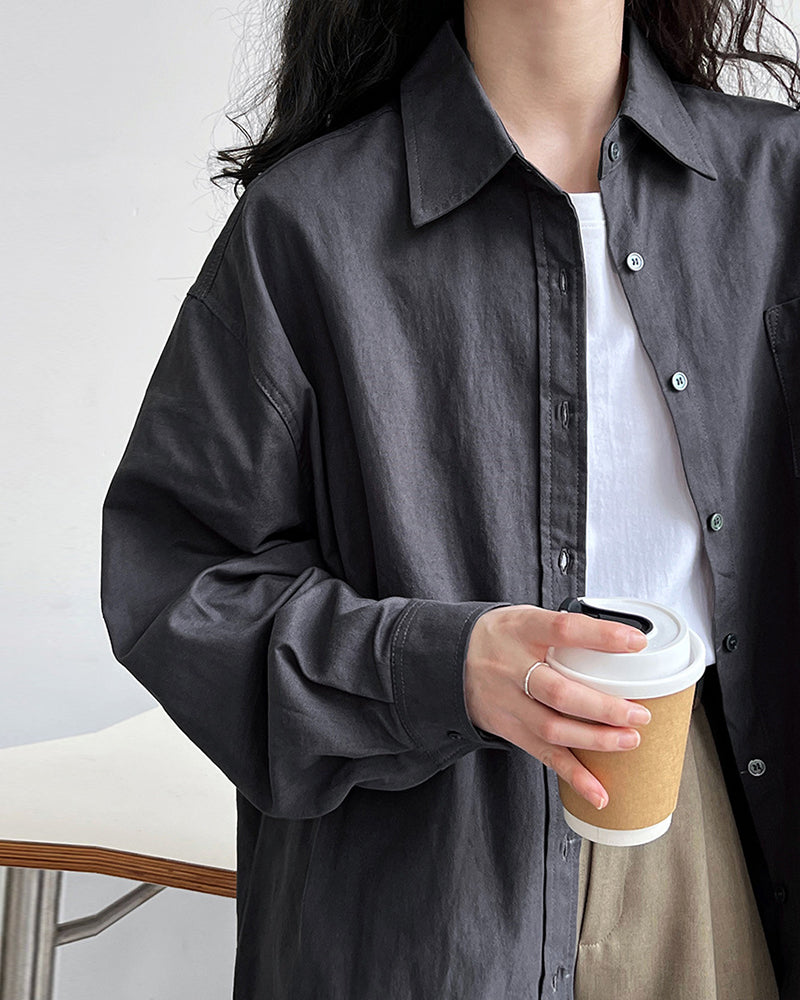 Long Sleeves Loose Blouses&Shirts Tops Outerwear Tops