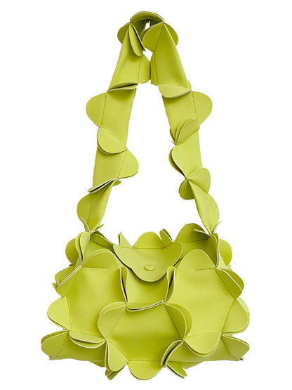 Flower Shape Solid Color Zipper Crossbody Bags