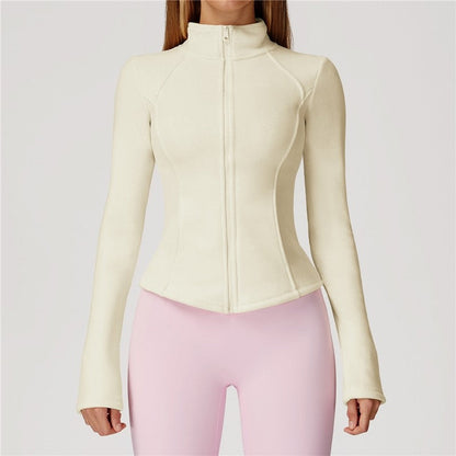 Solid Color Slim Fit Fleece Jacket