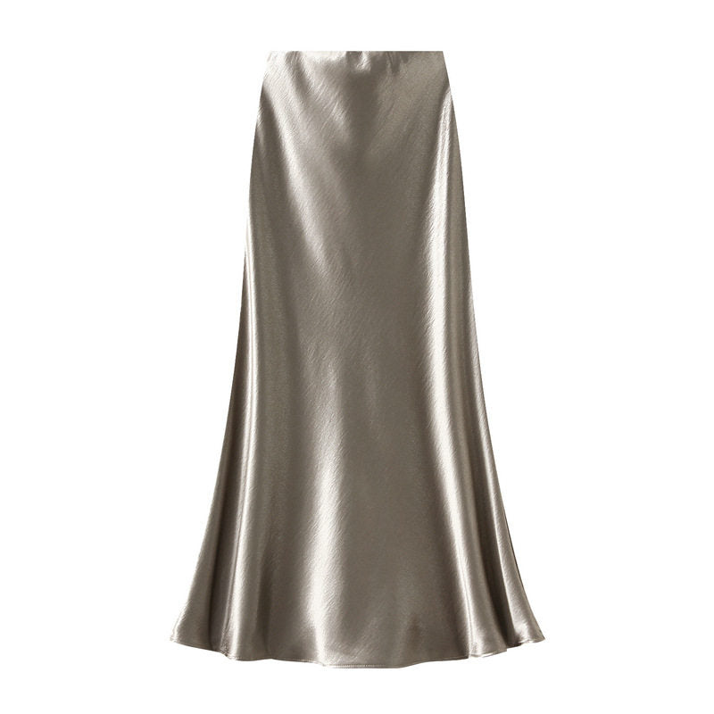Long Satin Mermaid Pencil Skirt