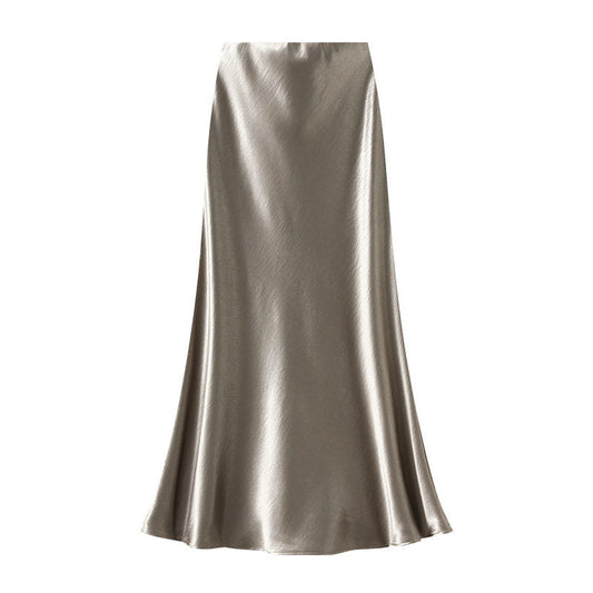 Long Satin Mermaid Pencil Skirt