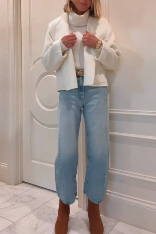 Short lapel wool coat