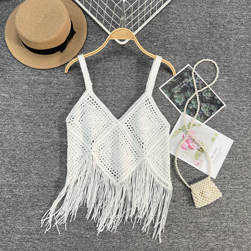 Checkered Bohemian Tassel Camisole
