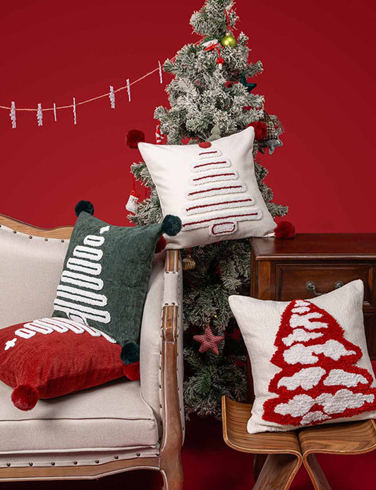 Cute Square Christmas Pillow Case With Pom