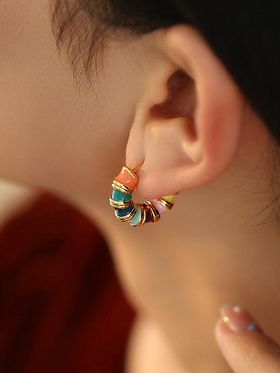 Vintage Multicolor Round Earrings