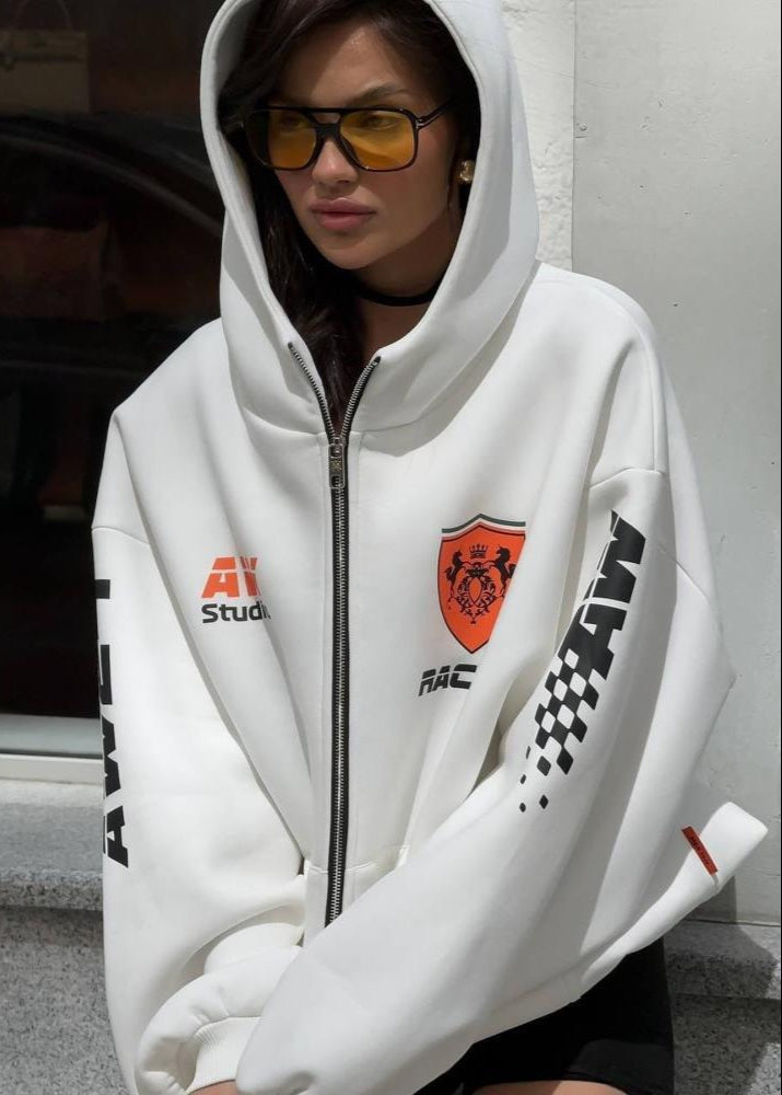 Racing Inspired Oversized Cotton Hoodie