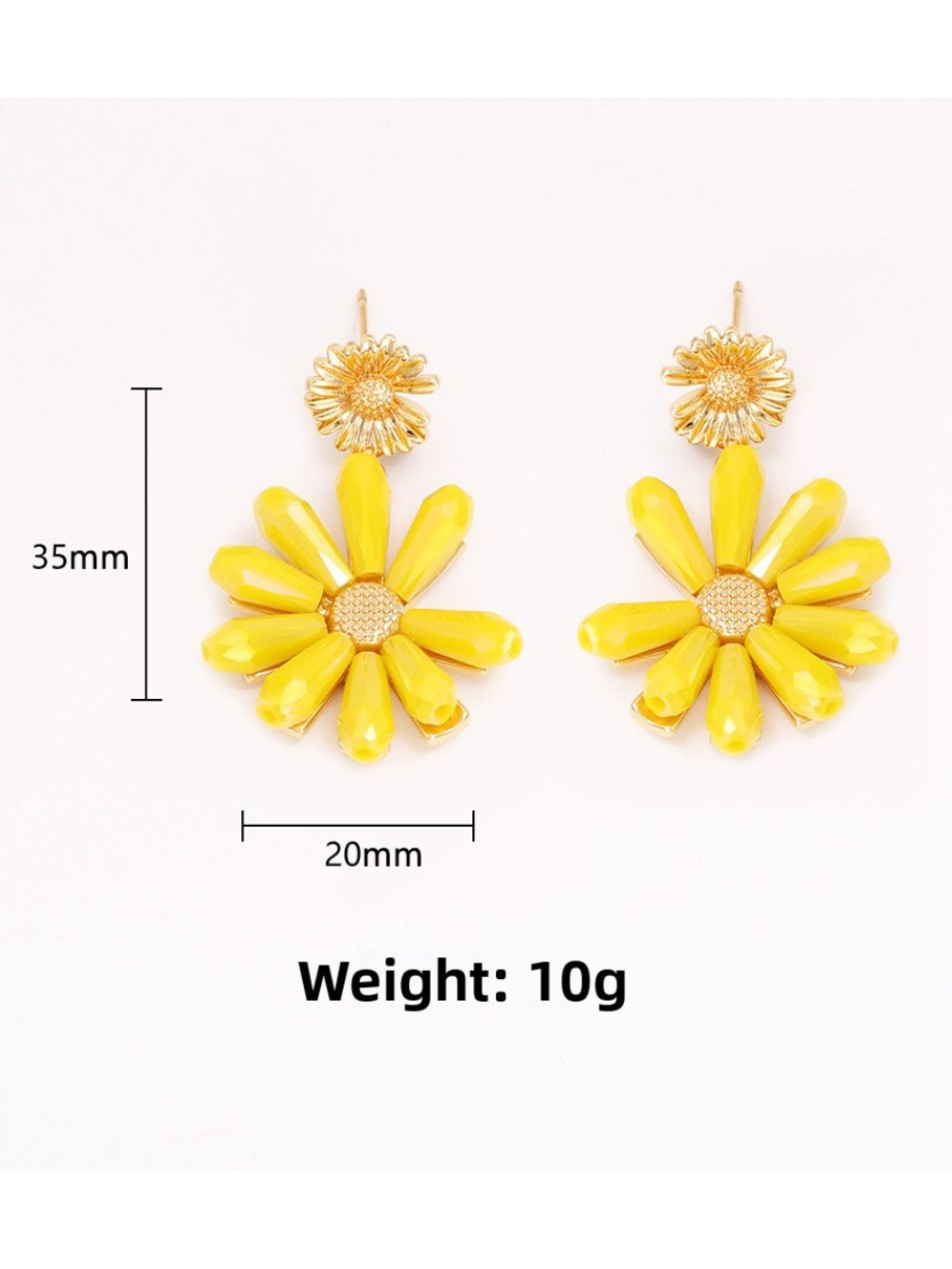 Earwish - Yellow Flower Crystal Bead Earrings